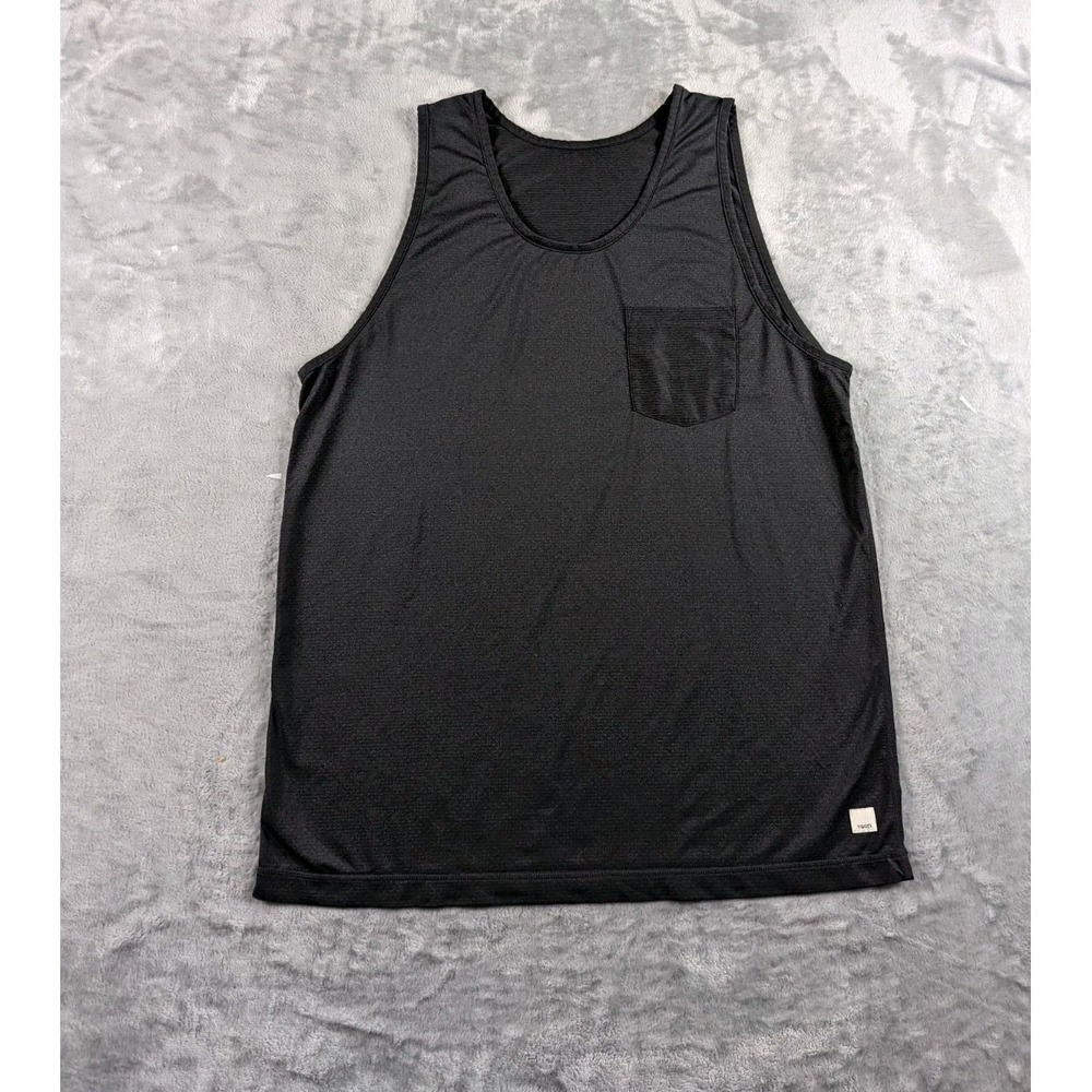 Vuori Tank Top Mens Medium Black Tradewind Performance Front Pocket Gym READ